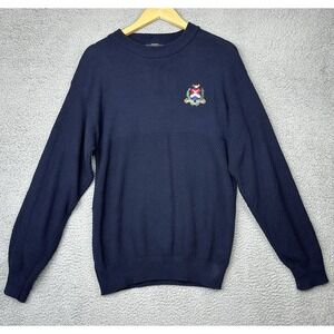 VINTAGE Andrew Rohan Sweater National War College Mens Small Blue Made in USA
